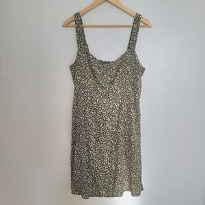 NWT Old Navy Olive Green Floral Mini Dress Size M (Tall) Pockets Flowy Sundress